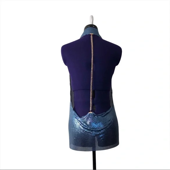 Savage X Fenty by Rihanna Blue Shiny Metallic Mesh Beaded Top - Picture 4 of 17